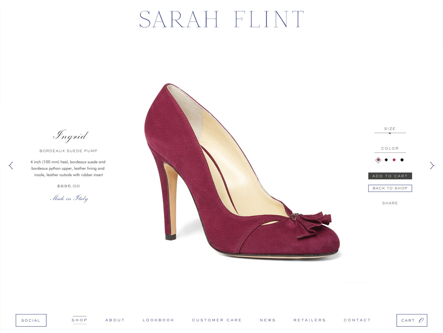 Sarah Flint website designed by Scissor.